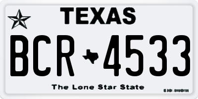 TX license plate BCR4533