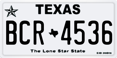 TX license plate BCR4536