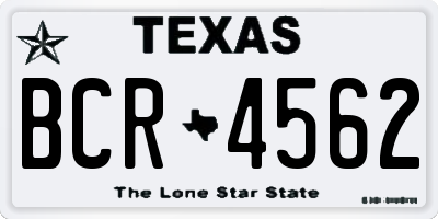 TX license plate BCR4562