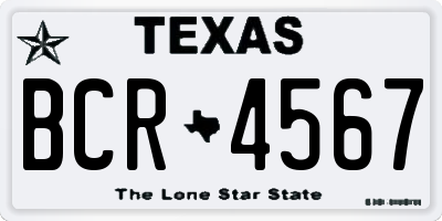 TX license plate BCR4567