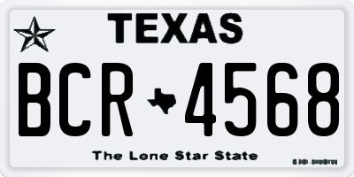 TX license plate BCR4568