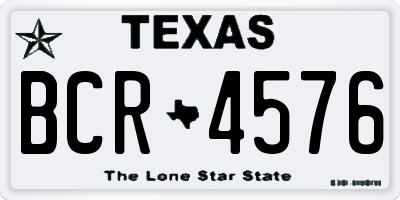 TX license plate BCR4576