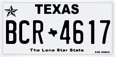 TX license plate BCR4617
