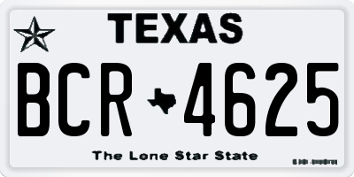 TX license plate BCR4625