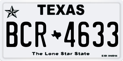 TX license plate BCR4633