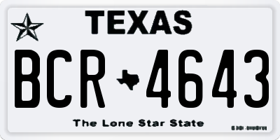 TX license plate BCR4643