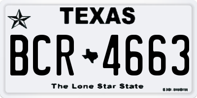 TX license plate BCR4663