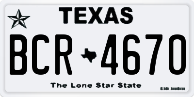 TX license plate BCR4670