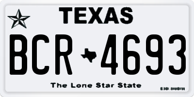 TX license plate BCR4693