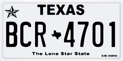 TX license plate BCR4701