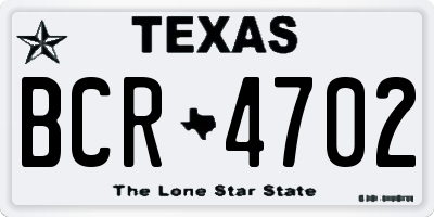 TX license plate BCR4702