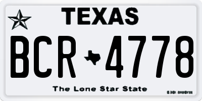 TX license plate BCR4778