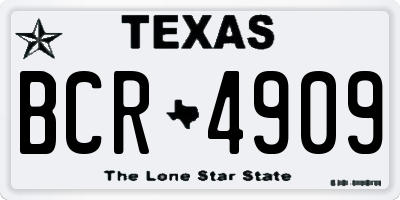 TX license plate BCR4909