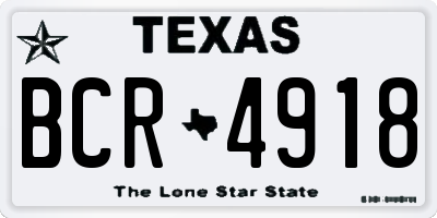 TX license plate BCR4918