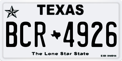 TX license plate BCR4926