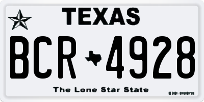TX license plate BCR4928