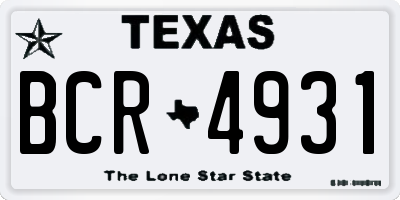 TX license plate BCR4931