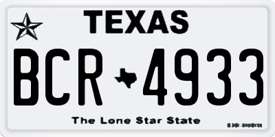 TX license plate BCR4933
