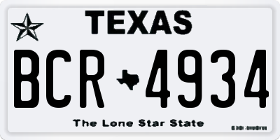 TX license plate BCR4934