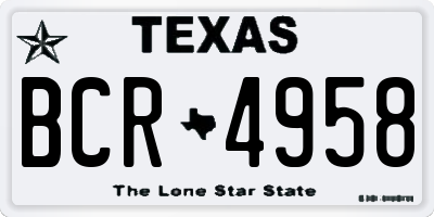TX license plate BCR4958