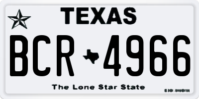 TX license plate BCR4966