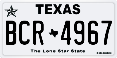 TX license plate BCR4967