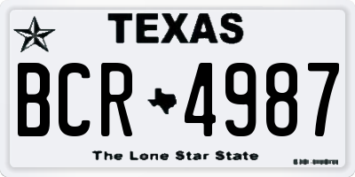 TX license plate BCR4987