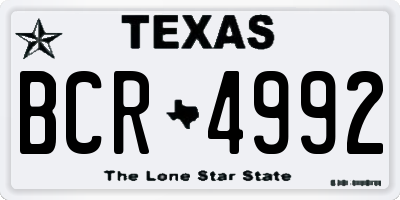 TX license plate BCR4992