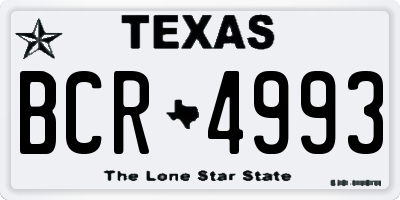 TX license plate BCR4993