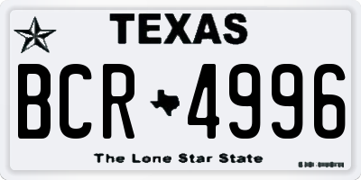TX license plate BCR4996