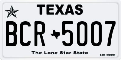 TX license plate BCR5007