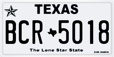 TX license plate BCR5018