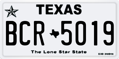 TX license plate BCR5019