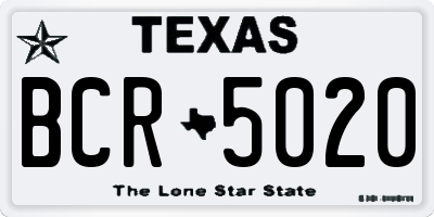 TX license plate BCR5020