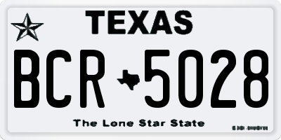 TX license plate BCR5028