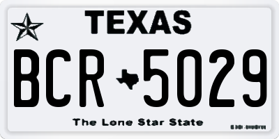 TX license plate BCR5029