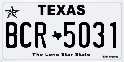 TX license plate BCR5031