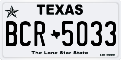 TX license plate BCR5033