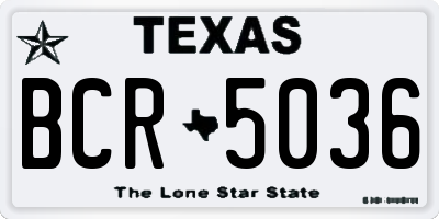 TX license plate BCR5036