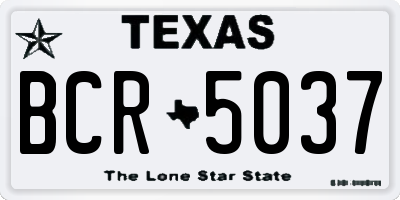 TX license plate BCR5037