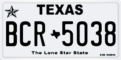 TX license plate BCR5038
