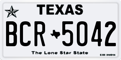 TX license plate BCR5042