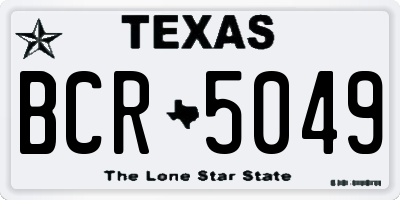 TX license plate BCR5049