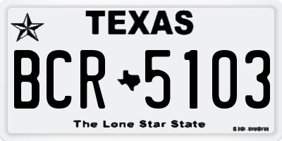 TX license plate BCR5103
