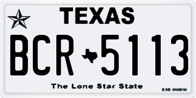 TX license plate BCR5113