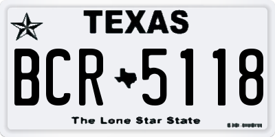 TX license plate BCR5118