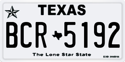 TX license plate BCR5192