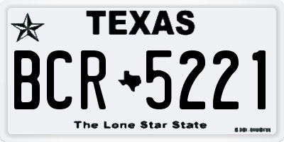 TX license plate BCR5221