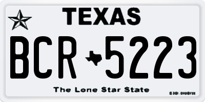 TX license plate BCR5223