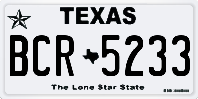 TX license plate BCR5233